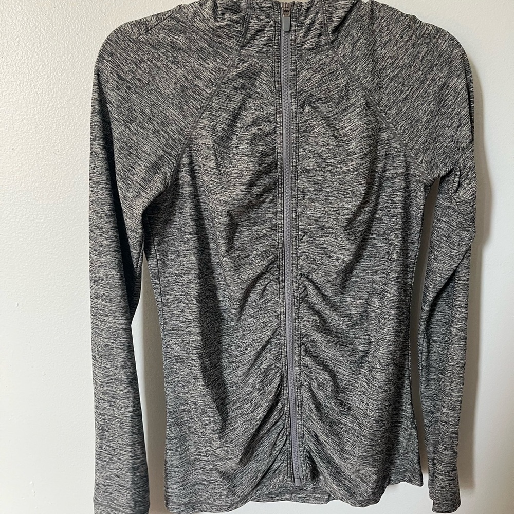 Athleta Gray Zip-Up Hooded Athletic Jacket